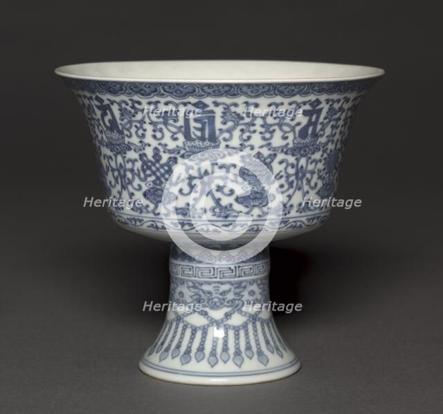 Stem Cup with Tibetan Characters and Buddhist Symbols, 1736-95. Creator: Unknown.