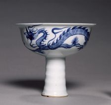 Stem Cup with Dragon Pursuing Flaming Jewel, 1300s. Creator: Unknown