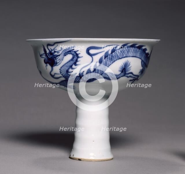Stem Cup with Dragon Pursuing Flaming Jewel, 1300s. Creator: Unknown.