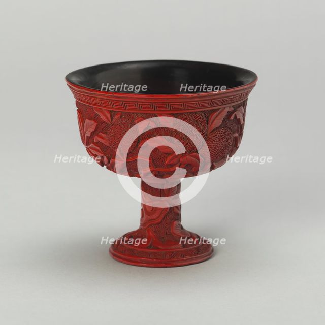 Stem Cup with Leechee and Vines, Ming dynasty (1368-1644), late15th/early 16th century. Creator: Unknown.