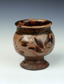 Stemmed bulbous jar with floral design, Southern Song dynasty, 13th century. Creator: Unknown
