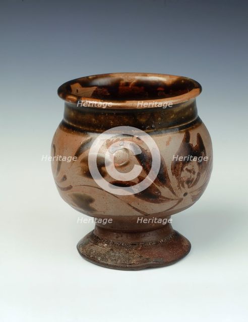 Stemmed bulbous jar with floral design, Southern Song dynasty, 13th century. Creator: Unknown.