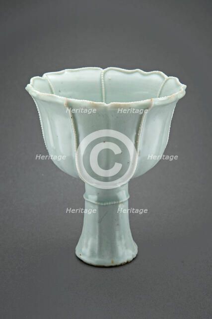 Stemcup with Pearl-Edged Lobes and Central Floret, Yuan dynasty (1271-1368). Creator: Unknown.
