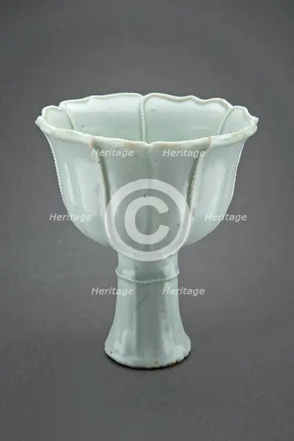 Stemcup with Pearl-Edged Lobes and Central Floret, Yuan dynasty (1271-1368). Creator: Unknown.