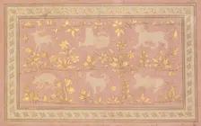 Stenciled Scenes of Lion and Gazelle, c. 1710. Creator: Unknown