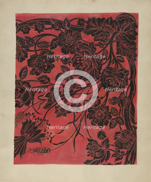 Stenciled Table Cover, c. 1942. Creator: Marie Alain.