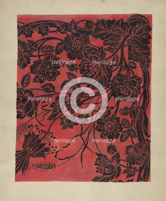 Stenciled Table Cover, c. 1942. Creator: Marie Alain.