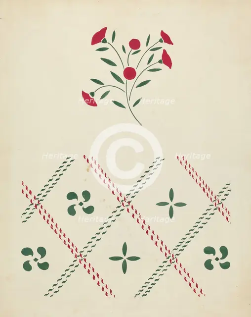 Stencilled Wall, c. 1936/1942. Creator: Ray Holden.