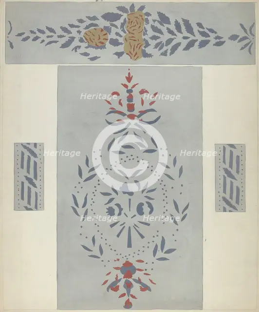 Stencilled Wall (Detail), c. 1940. Creator: Alvin M Gully.