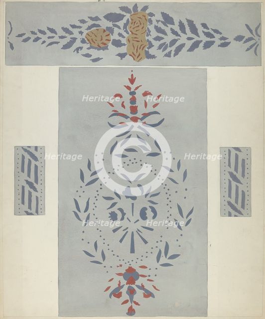 Stencilled Wall (Detail), c. 1940. Creator: Alvin M Gully.