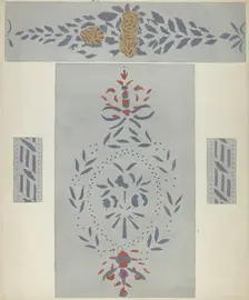 Stencilled Wall (Detail), c. 1940. Creator: Alvin M Gully