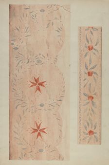 Stencilled Wall (From an Inn), c. 1937. Creator: Ray Holden