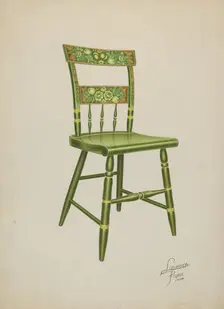 Stencilled Chair - One of Set of Six, 1938. Creator: Lawrence Flynn