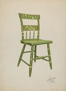 Stencilled Chair - One of Set of Six, 1938. Creator: Lawrence Flynn