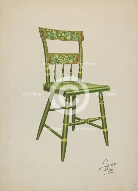 Stencilled Chair - One of Set of Six, 1938. Creator: Lawrence Flynn.
