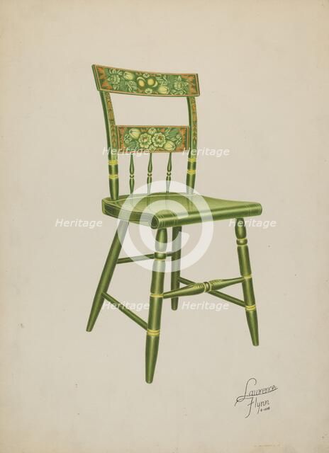 Stencilled Chair - One of Set of Six, 1938. Creator: Lawrence Flynn.