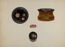 Stencilled Inkwells, c. 1940. Creator: Lawrence Flynn