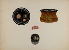 Stencilled Inkwells, c. 1940. Creator: Lawrence Flynn