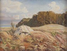 Stendysse on the edge of the forest, Dyrnæs, 1919. Creator: Poul S. Christiansen