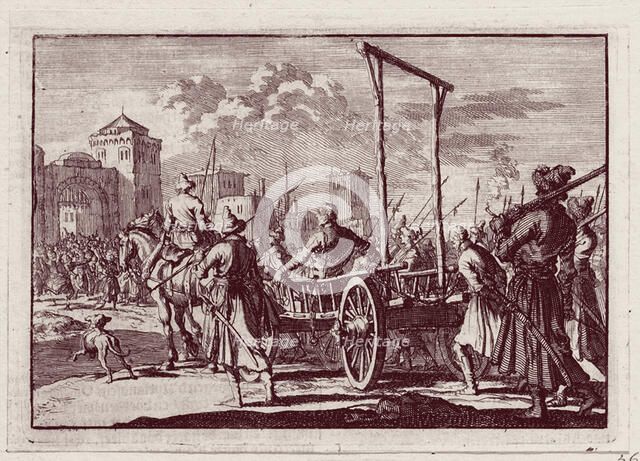 Stenka Razin before the Execution in Moscow, 1698. Artist: Luyken, Jan (Johannes) (1649-1712)