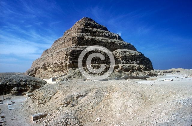 Step Pyramid of King Djoser (Zozer), Saqqara, Egypt, 3rd Dynasty, c2600 BC. Artist: Imhotep