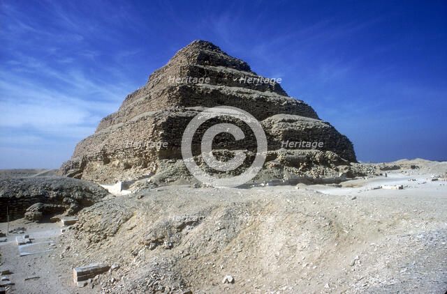 Step Pyramid of King Djoser (Zozer), Saqqara, Egypt, 3rd Dynasty, c2600 BC. Artist: Imhotep