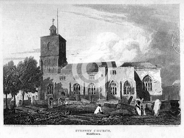 Stepney Church, London, 1815.Artist: Hobson