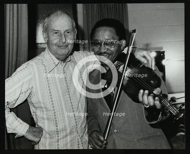 Stephane Grappelli and Claude 'Fiddler' Williams at the Forum Theatre, Hertfordshire, 1980. Artist: Denis Williams