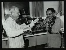 Stephane Grappelli and Claude Fiddler Williams at the Forum Theatre, Hertfordshire, 1980. Artist: Denis Williams