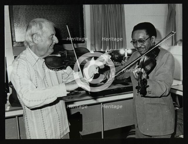 Stephane Grappelli and Claude 'Fiddler' Williams at the Forum Theatre, Hertfordshire, 1980. Artist: Denis Williams