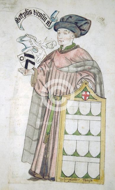 Stephen Broun, Lord Mayor of London 1438-1439 and 1448-1449, in aldermanic robes, c1450.             Artist: Roger Leigh
