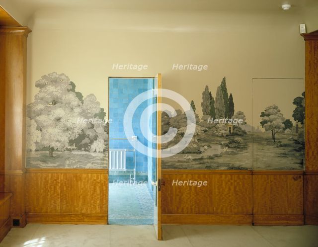 Stephen Courtauld's bedroom and en suite bathroom at Eltham Palace, Greenwich, London, 1999. Artist: J Bailey
