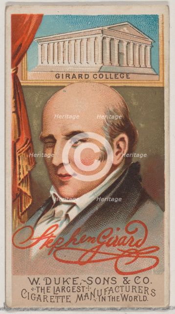 Stephen Girard, from the series Great Americans (N76) for Duke brand cigarettes, 1888., 1888. Creator: Unknown.