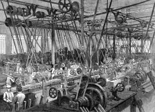 Stephenson's locomotive manufactory at Newcastle-On-Tyne: the lathe and tool shop, 1864. Creator: Unknown