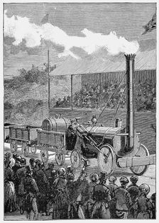 Stephenson's Rocket winning the Rainhill Trials, 14 October 1829 (1898)