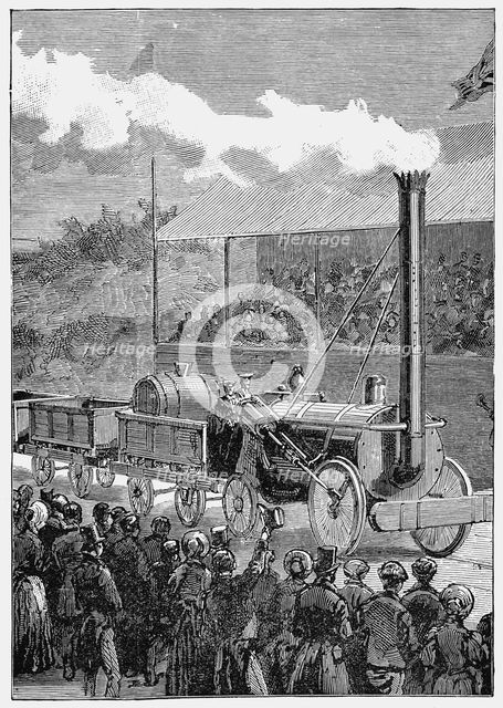 Stephenson's 'Rocket' winning the Rainhill Trials, 14 October 1829 (1898). Artist: Unknown