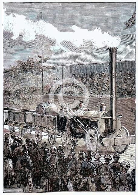 Stephenson's 'Rocket' winning the Rainhill Trials, 14 October 1829 (1898). Creator: Unknown.