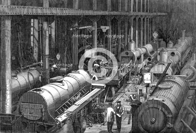 Stephenson's locomotive manufactory at Newcastle-On-Tyne: the fitting shop, 1864. Creator: Unknown.
