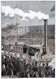 Stephenson's Rocket winning the Rainhill Trials, 14 October 1829 (1898). Creator: Unknown