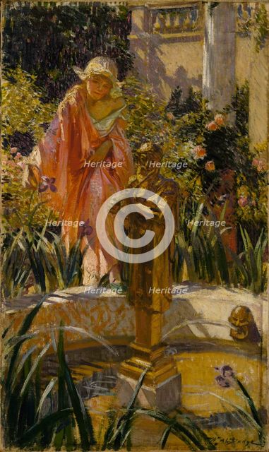 Stepping in the Fountain, ca. 1916. Creator: William de Leftwich Dodge.