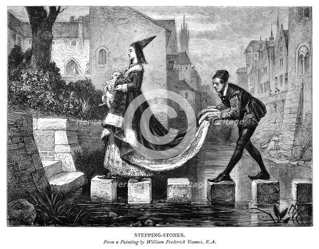 'Stepping Stones', c19th century.Artist: George Butterworth