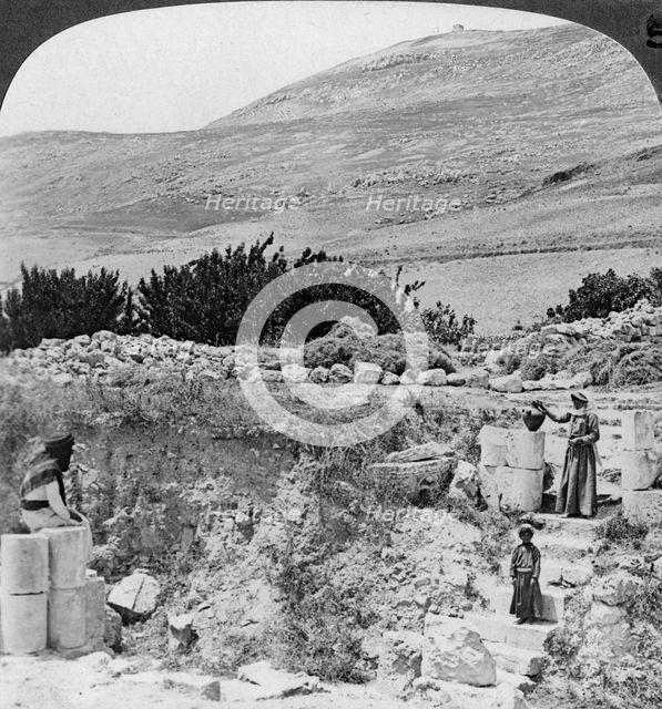 Steps leading to Jacob's well, looking northwest, Palestine (Israel), 1905.Artist: Underwood & Underwood