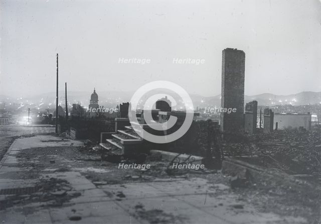 Steps that lead to nowhere (after the fire), 1906 Apr. Creator: Arnold Genthe.