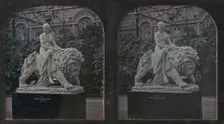 Stereograph, Crystal Palace, John Bell's Una and the Lion, 1854-62. Creator: London Stereoscopic & Photographic Co