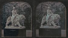 Stereograph, Crystal Palace, John Bell's Una and the Lion, 1854-62. Creator: London Stereoscopic & Photographic Co