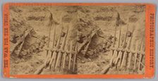 Stereograph of two deceased Confederate soldiers in a trench, 1865. Creator: Thomas C. Roche
