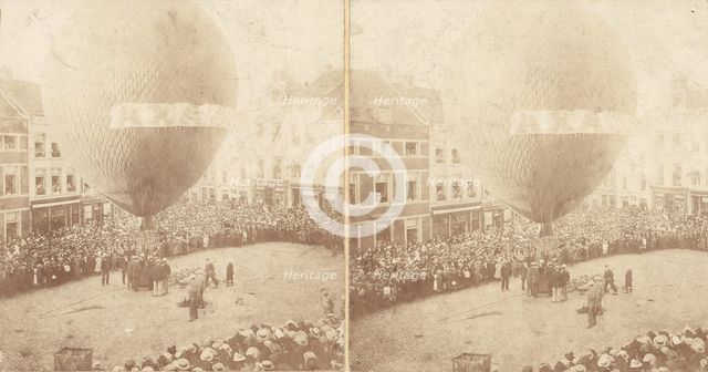 Stereograph View of a Hot Air Balloon, 1850s-60s. Creator: Unknown.
