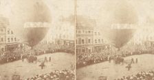 Stereograph View of a Hot Air Balloon, 1850s-60s. Creator: Unknown