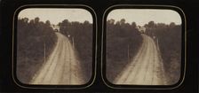 [Stereographic View of Paris-Lyon Railroad Tracks with "Ghost" Train Visible When View..., ca. 1860. Creator: Unknown