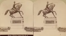 Stereographic View of Statue of Simon Bolivar by R. de la Cova, Central Park, New York, 1884-98. Creator: Edward Anthony